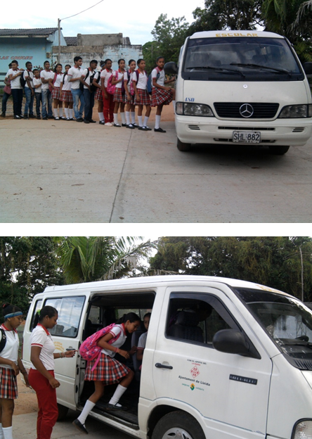 Transport escolar de la Institució Educativa Belén, al municipi de Buenavista, departament de Córdoba (Colòmbia)